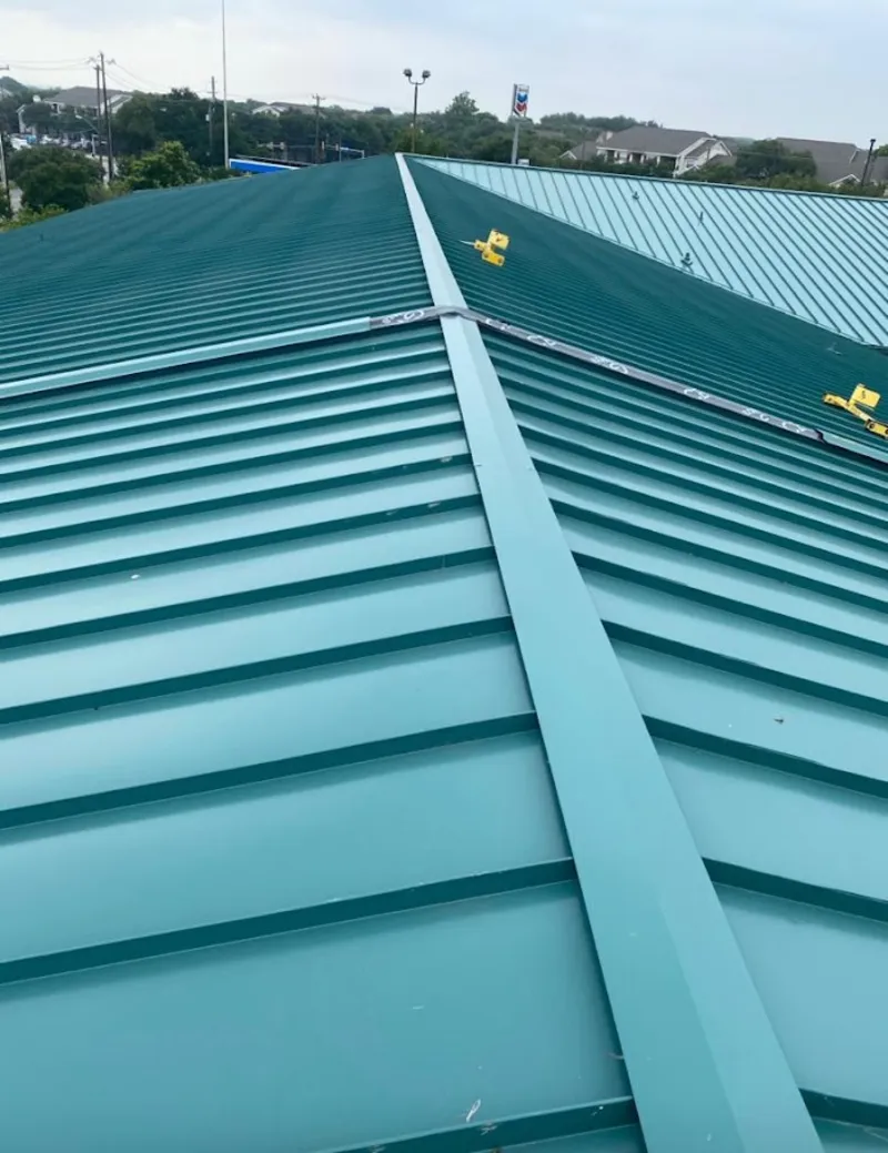 Green commercial metal roof ridge and valley for Metal Roof Repair in Palmdale